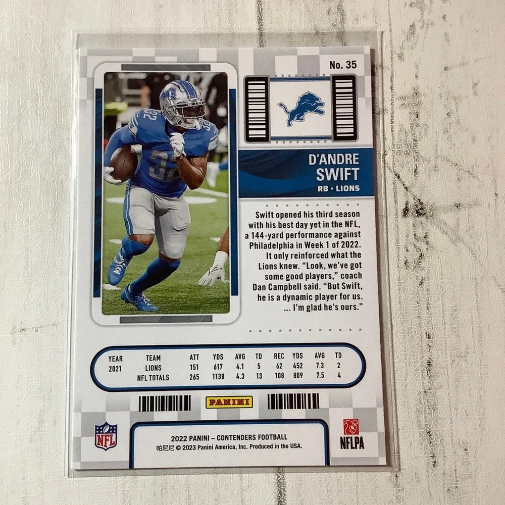 2022 Panini Contenders Season Ticket D'Andre Swift Lions Football Card NFL #35